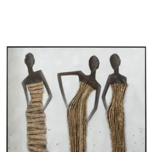 J-Line wanddecoratie 3 Afrikaanse Vrouwen - canvas|verf|touw Petit Prix