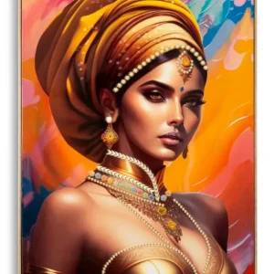 Mauro Ferretti Schilderij op canvas veelkleurige vrouw met frame Vente Flash