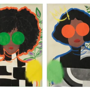 J-Line wanddecoratie Vrouw Popart - canvas - mix - large - 2 Dernière Chance