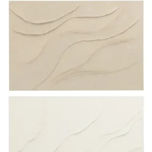 J-Line wanddecoratie Wave - canvas - ecru|beige - 2 stuks Nouveauté