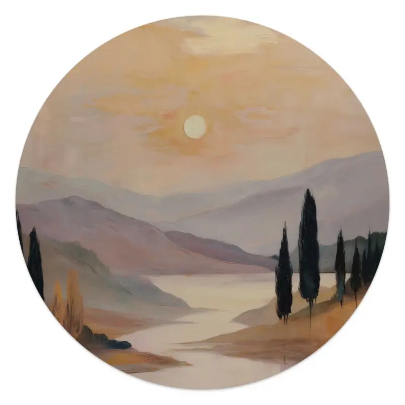 Achat Immédiat Reinders - Landschap I - Glasschilderij Ø 50 cm - Bruin