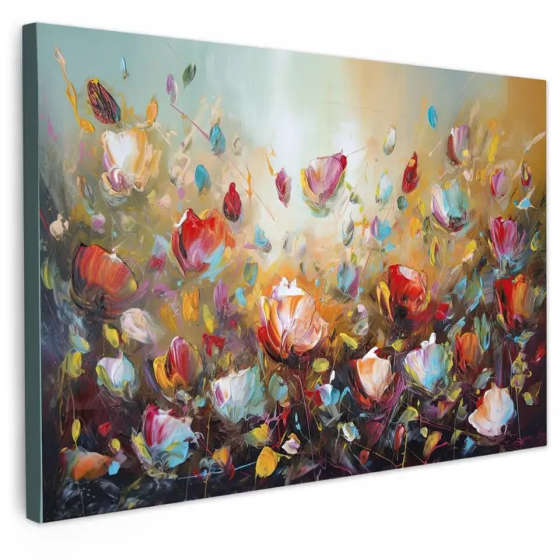Canvas Schilderij 120x80 cm Bloemen - Kunst - Natuur - Olieverf Petit Prix