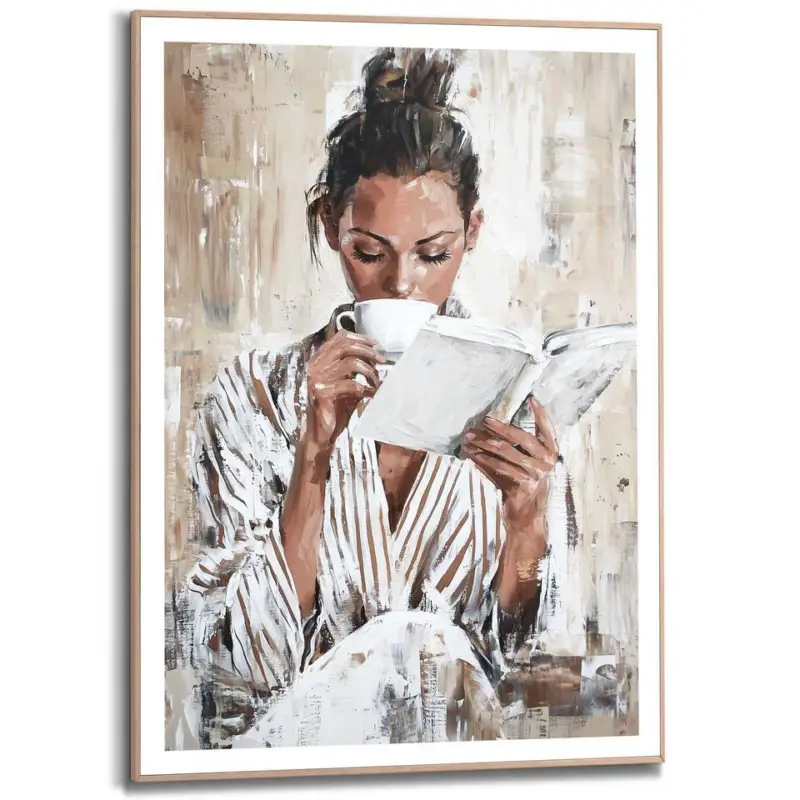 Achetez Aujourd’hui Schilderij Morning Reading - 70 x 50 - Bruin