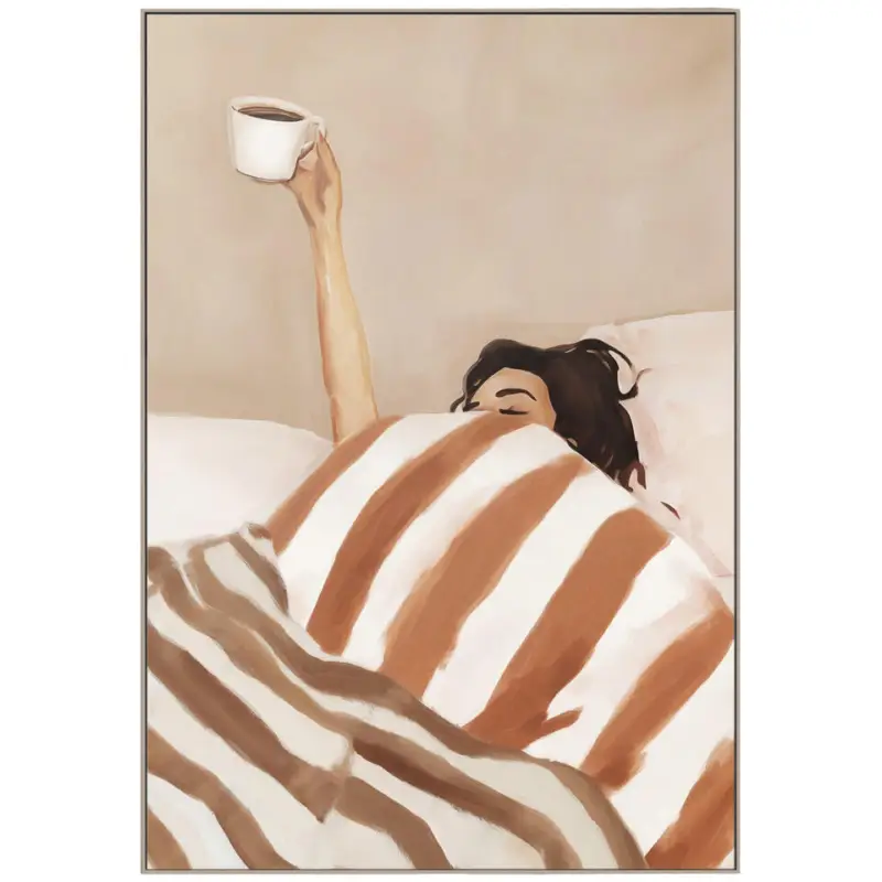 Schilderij vrouw met koffie - 70x50 cm Meilleure Vente