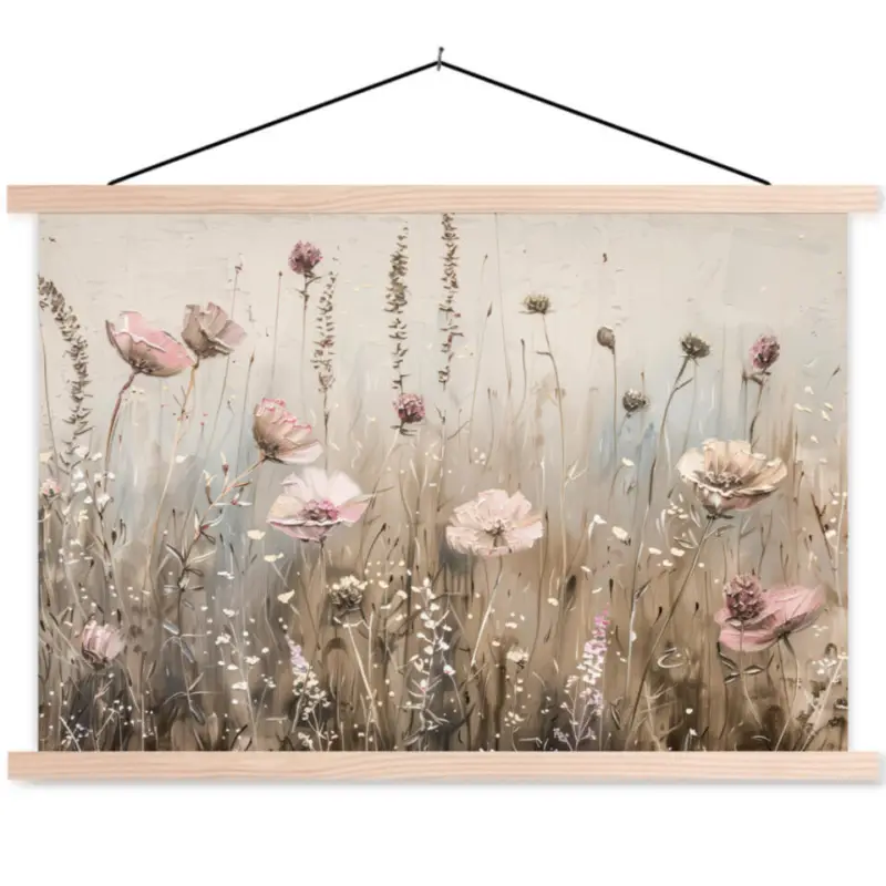 Schoolplaat 120x80 cm Abstract Bloemen - Roze - Modern - Beige Petit Prix