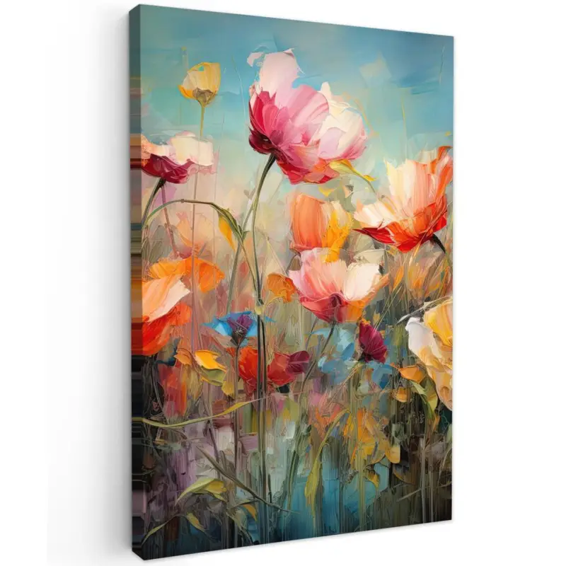 Authentique Canvas Schilderij 80x120 cm Bloemen - Watercolor - Kunst - Botanisch - Natuur