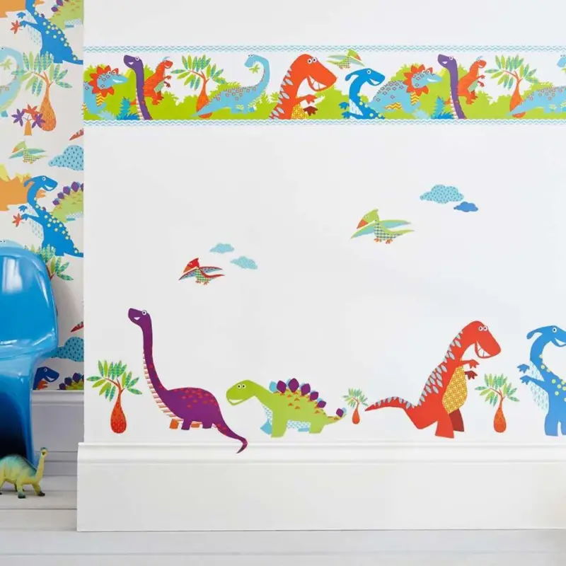 Art for the Home muursticker Dinosaurus 2x - multikleur - 25x75 cm Nouveauté