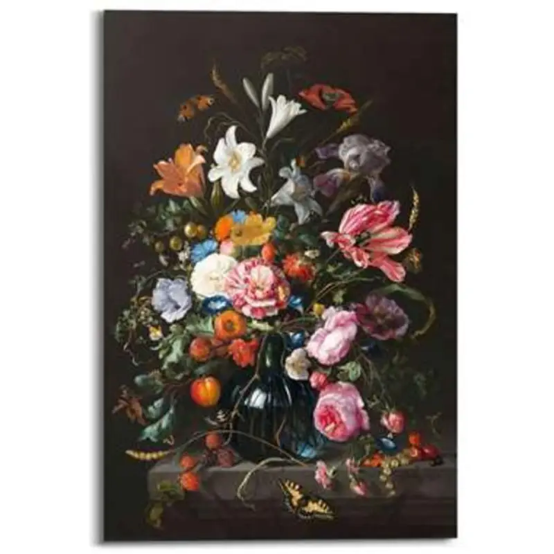 Expédié Aujourd’hui Schilderij De Heem Vaas met bloemen - 90 x 60 - Bont