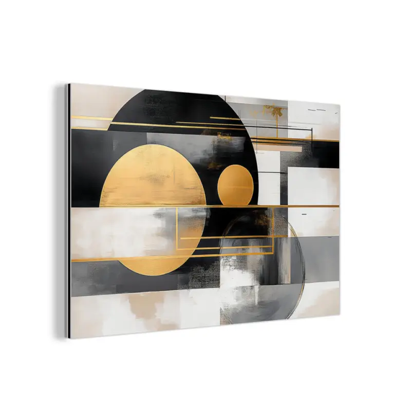 Aluminium Schilderij 120x80 cm Abstract - Goud - Zilver - Vormen - Aesthetic - Remise