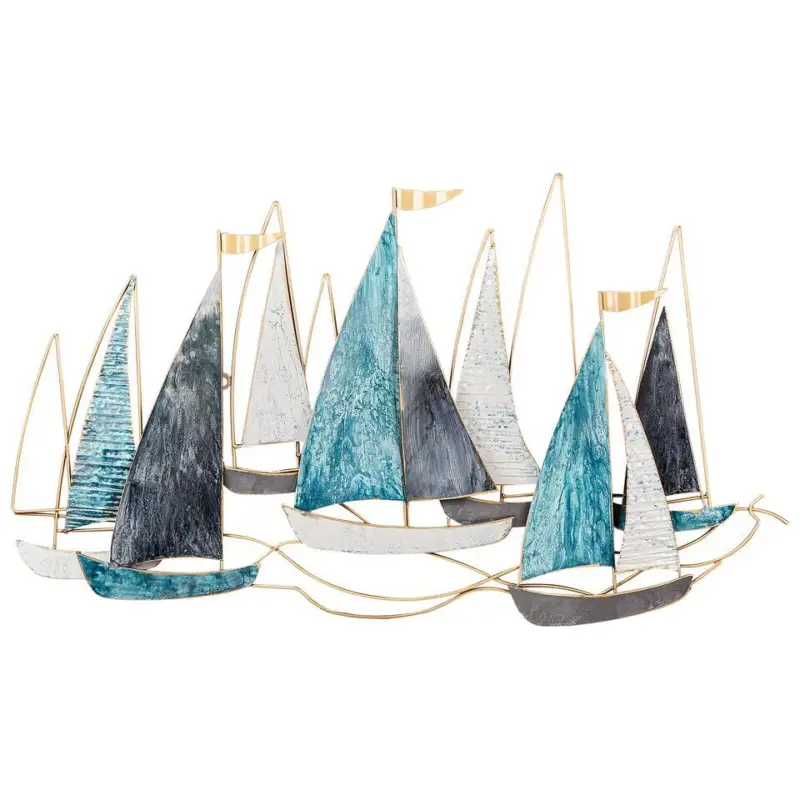 BOHRIUM - Wanddecoratie - Blauw/Goud - Metaal Acheter En Ligne