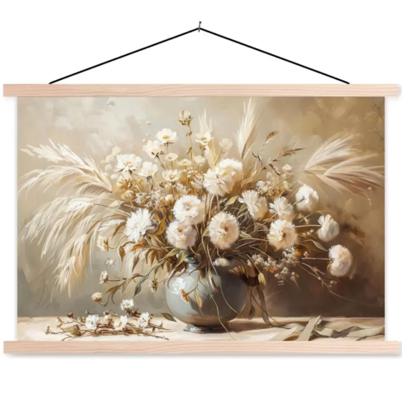 Usine Directe Schoolplaat 120x80 cm Abstract Bloemen - Vaas - Stilleven - Beige