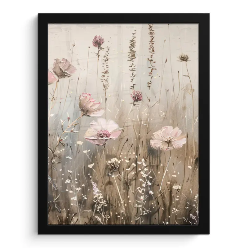 Soldes Poster met lijst 30x40 cm Bloemen - Roze - Modern - Beige