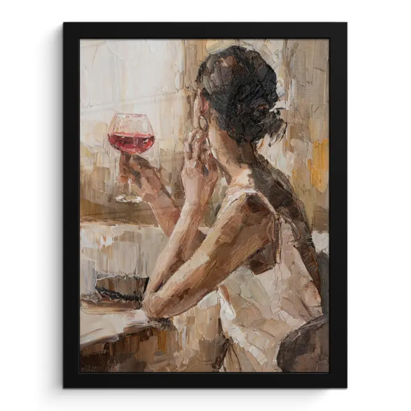 Top Vente Poster met lijst 30x40 cm Olieverf - Vrouw - Wijn