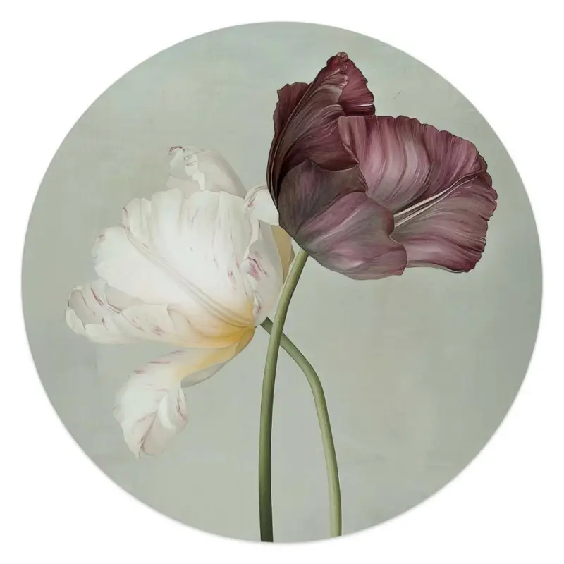 Affaire À Saisir Glasschilderij Tulpen - Ø 50 - Groen