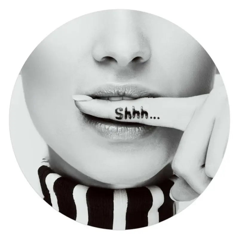 Achetez Aujourd’hui Glasschilderij Shhh.. - Ø 70 - Zwart-Wit