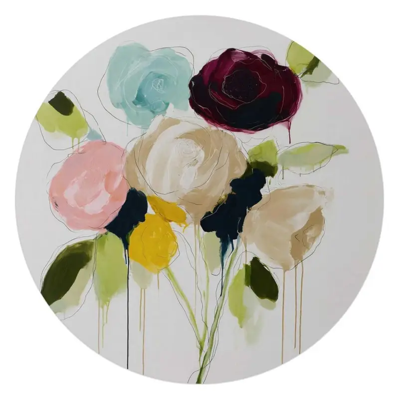 Achetez Aujourd’hui Glasschilderij Herfstboeket I - Ø 70 - Bont