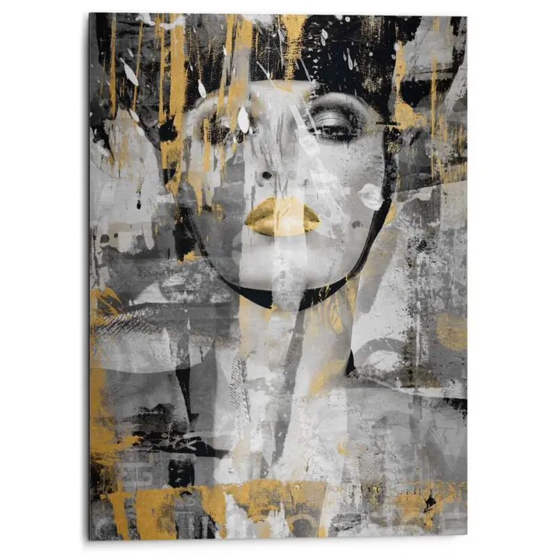 Alu-Dibond Powerful Woman - 70 x 50 - Goudkleurig Nouvel Arrivage