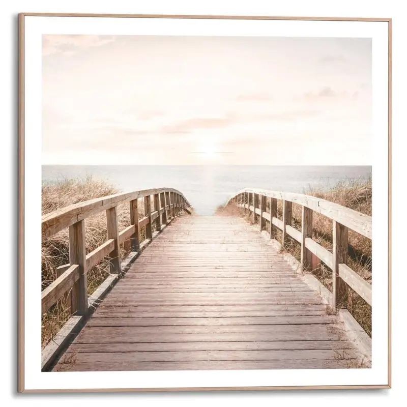 Usine Directe Schilderij Brug naar het strand - 50 x 50 - Beige