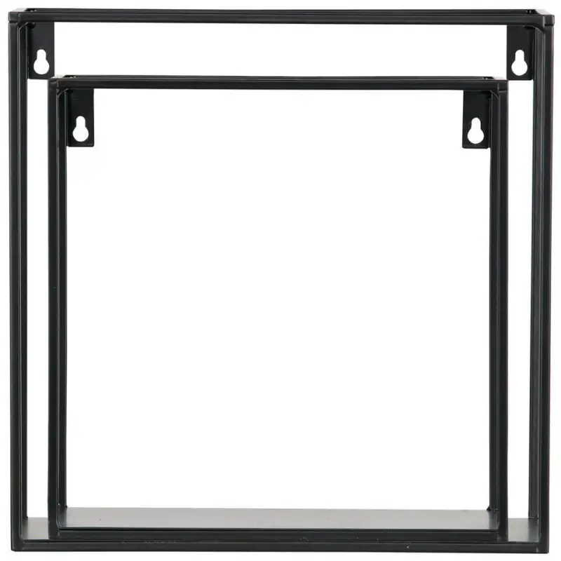 WOOOD Meert Wandplank - Metaal - Zwart - Set van 2 Remise