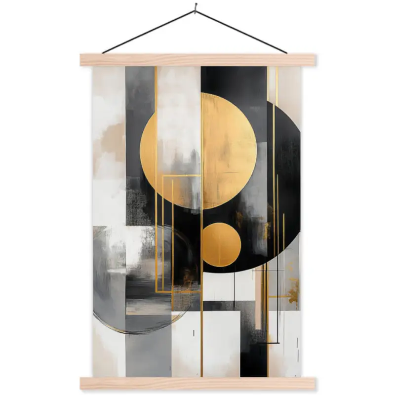 Schoolplaat 60x90 cm Abstract Abstract - Goud - Zilver - Vormen - Aesthetic - Prix Réduit