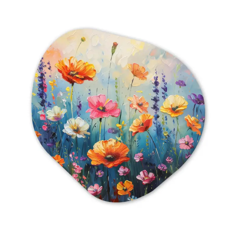 Réduction Wandcirkel 40x40 cm Bloemen - Natuur - Waterverf - Kunst