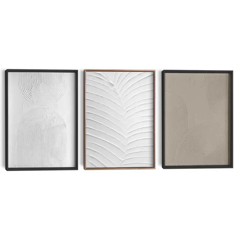 Abstracte wanddecoratie set met structuur Organische Patronen - 40 x 30 Quantité Limitée