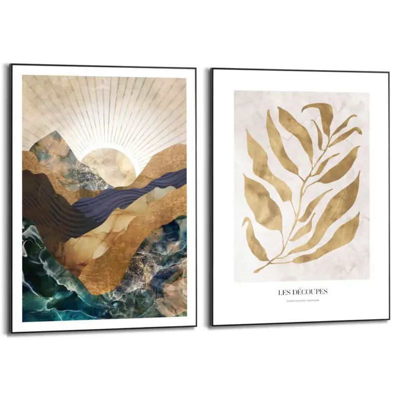 Set poster met lijst - Natuur met gouden twist Meilleur Prix