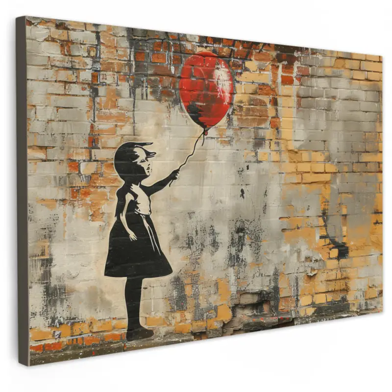 Top Vente Canvas Schilderij 60x40 cm Graffiti - Banksy - Meisje - Street art