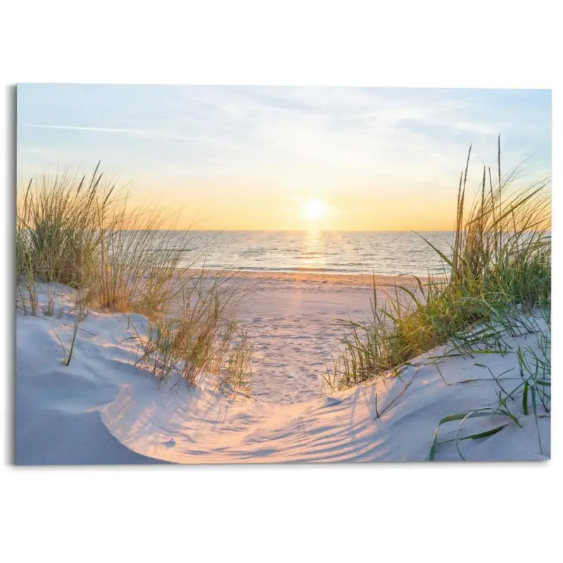 Schilderij Zonsondergang bij de duinen - 100 x 140 - Beige Offre Limitée