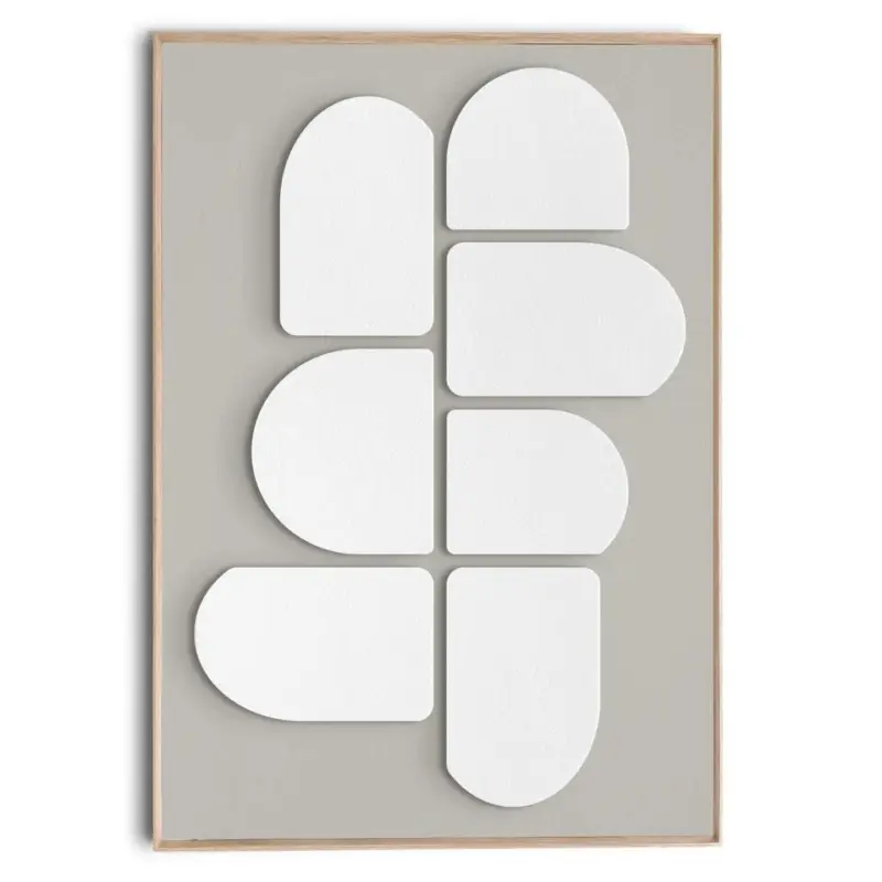 Soldes Schilderij 3D Art Abstract lichtgrijs met wit - 100 x 70 - Wit