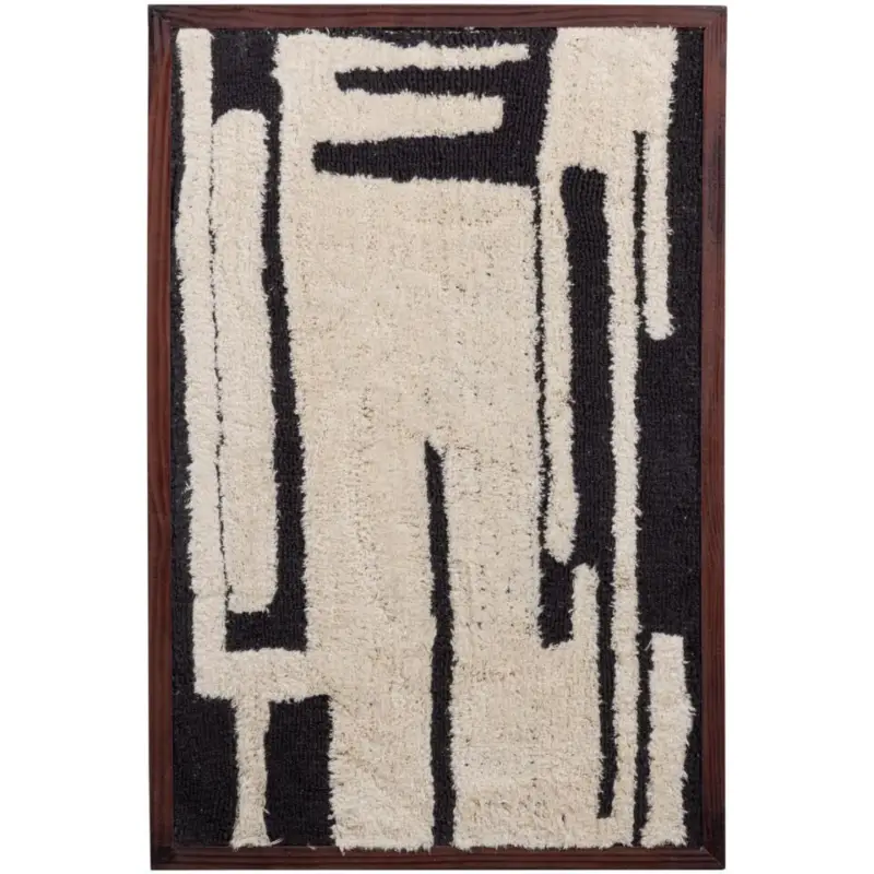 WOOOD Anka Wanddeco - Katoen/Hout - Zwart/Wit - 90x60x10 Top Vente