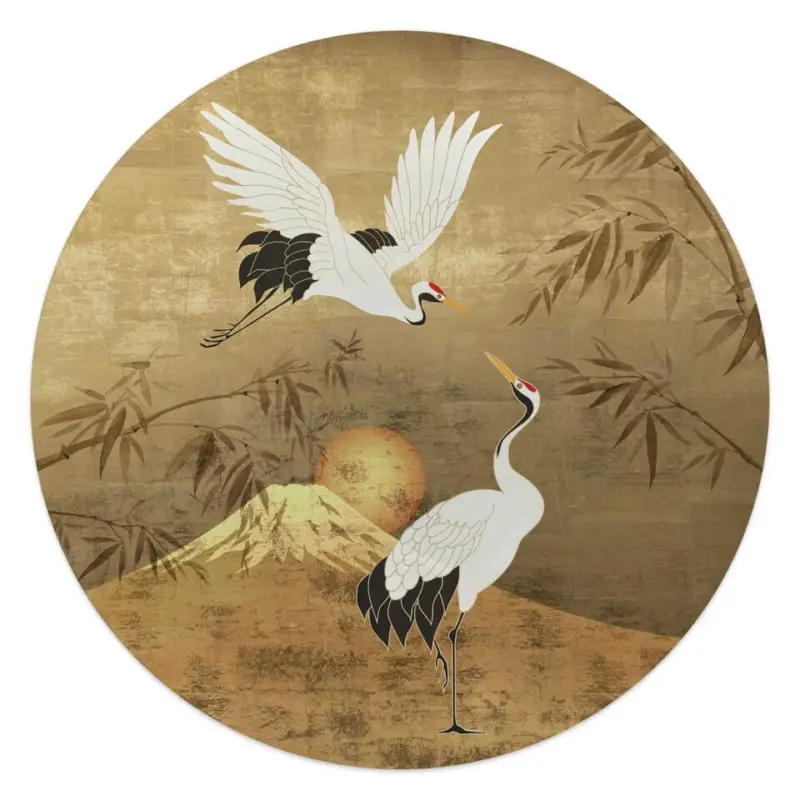 Expédié Aujourd’hui Glasschilderij Kraanvogels - Ø 50 - Goudkleurig
