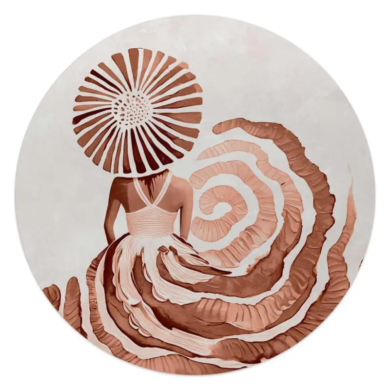 Bon Plan Glasschilderij Ronde jurk terracotta - Ø 50 - Oranje