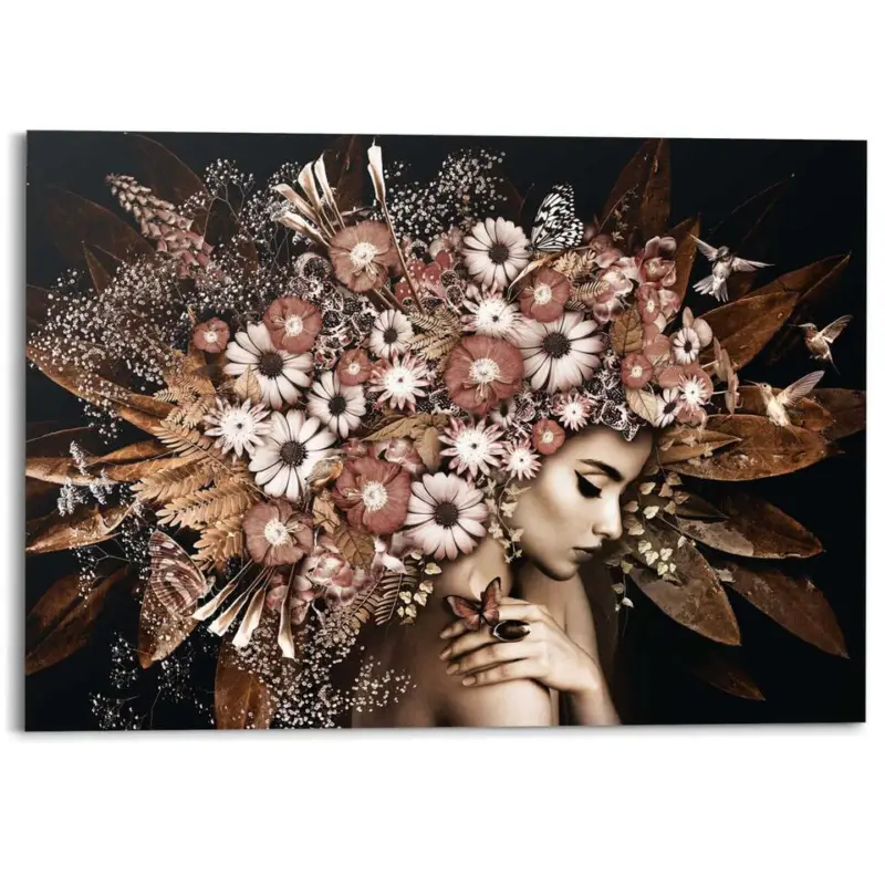 Authentique Schilderij Bloemenrijkdom - 100 x 140 - Bruin