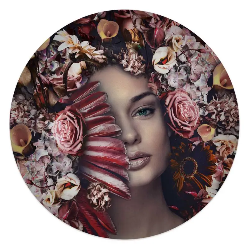 Solde Glasschilderij Vleugels - Ø 50 - Roze