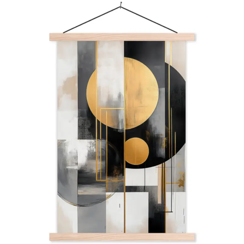 Schoolplaat 40x60 cm Abstract Abstract - Goud - Zilver - Vormen - Aesthetic - Prix Promo