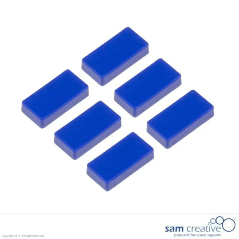 Set Rechthoekige Magneten 12x24mm blauw (6 stuks) Nouveauté