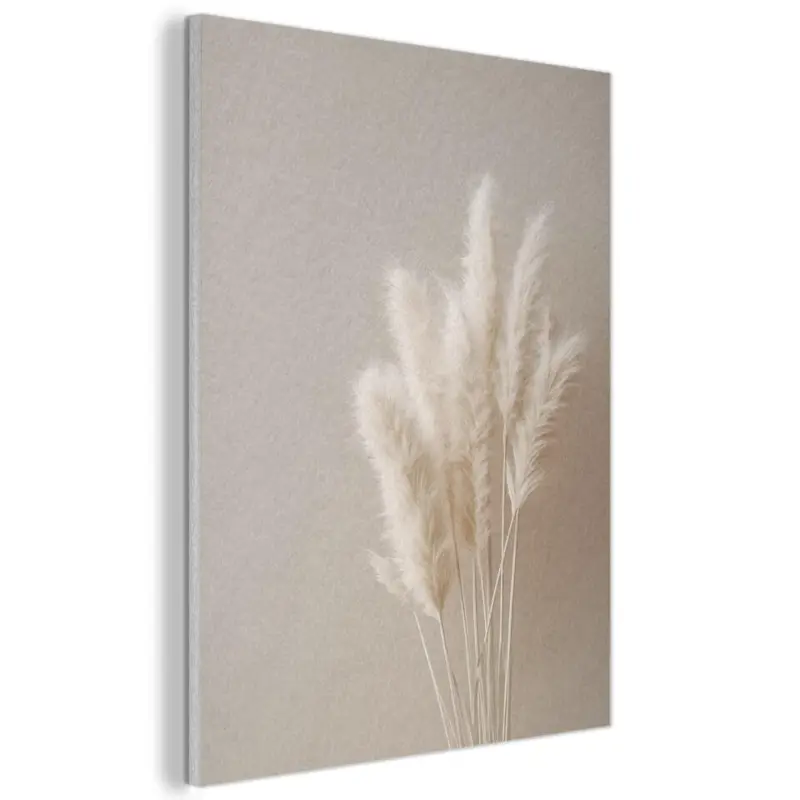 Akoestisch Schilderij 70x100 cm Pampasgras - Pluimen - Pastel - Wit Bon Plan
