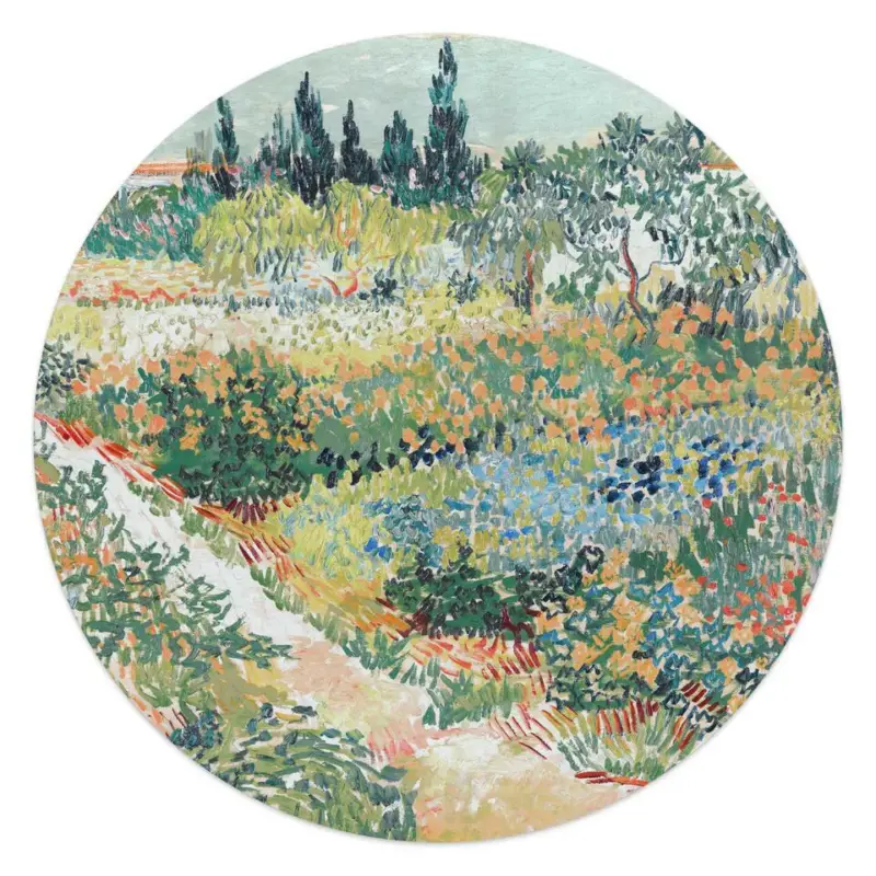 Authentique Glasschilderij Van Gogh - Tuin in Arles - Ø 50 - Groen