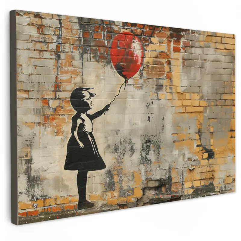 Canvas Schilderij 90x60 cm Graffiti - Banksy - Meisje - Street art Livraison Gratuite