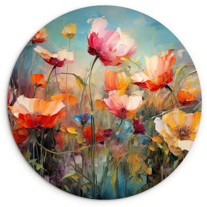 Wandcirkel 140x140 cm Bloemen - Watercolor - Kunst - Botanisch - Natuur Affaire À Saisir