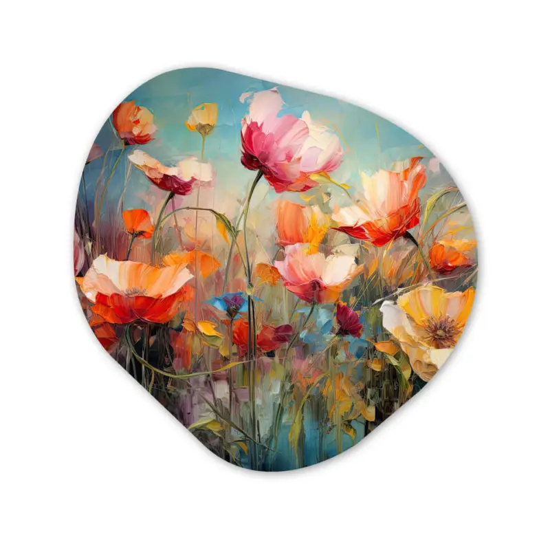 Wandcirkel 60x60 cm Bloemen - Watercolor - Kunst - Botanisch - Natuur Certifié