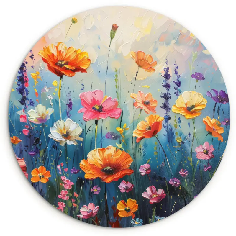 Remise Wandcirkel 30x30 cm Bloemen - Natuur - Waterverf - Kunst