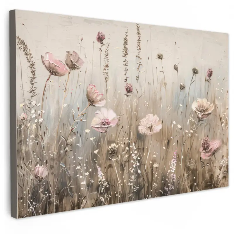 Seulement Aujourd’hui Canvas Schilderij 90x60 cm Bloemen - Roze - Modern - Beige