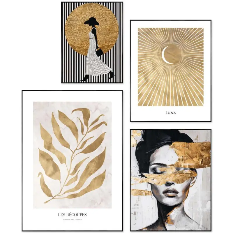 Set poster met lijst - Gouden details Prix Bas
