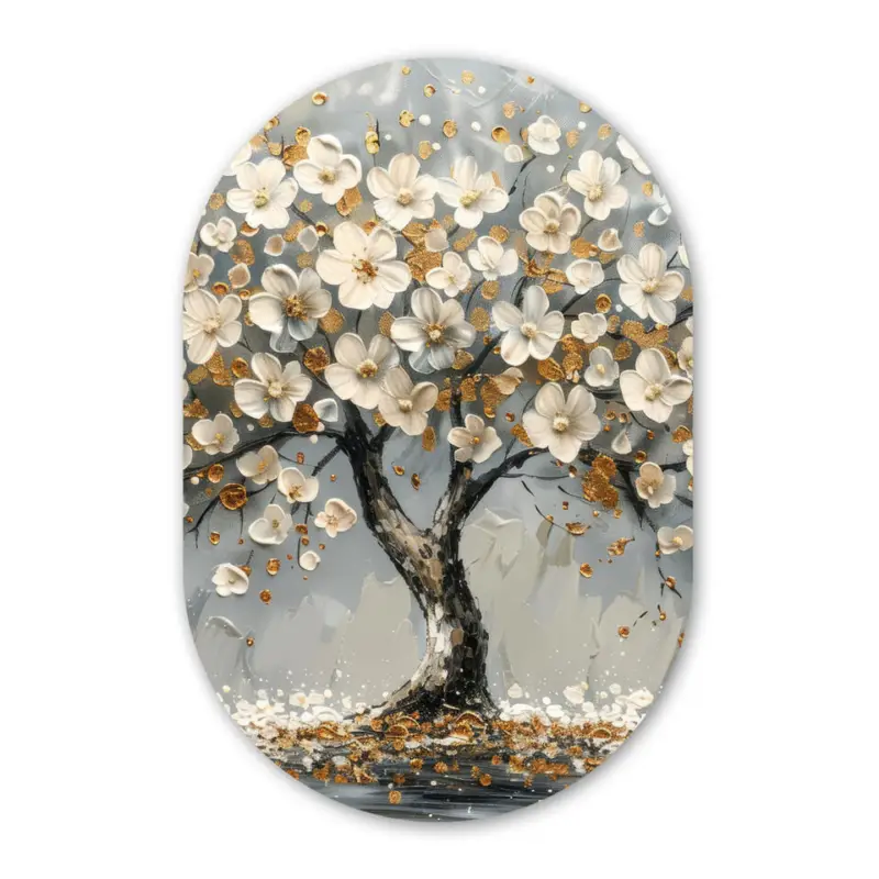 Authentique Wandcirkel 40x60 cm Boom - Goud - Bloemen - Abstract - Kunst