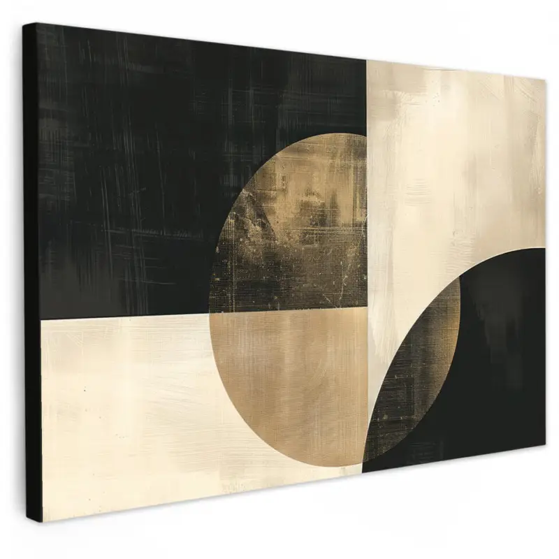 Vente Flash Canvas Schilderij 120x80 cm Abstract - Geometrische vormen - Zwart - Goud