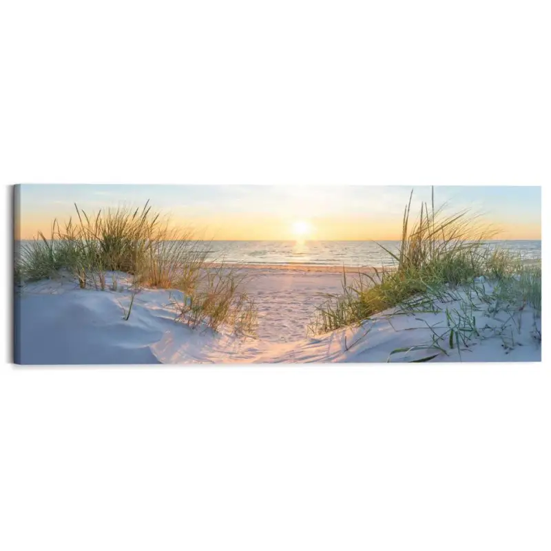 Schilderij Zonsondergang in de duinen - 40 x 118 - Beige Seulement Aujourd’hui