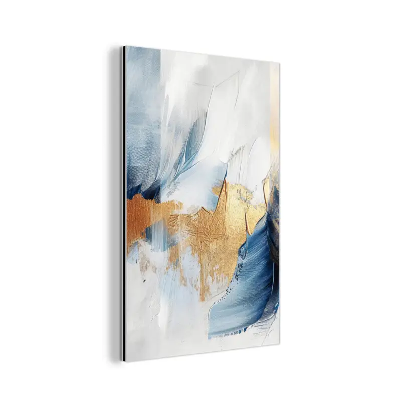 Certifié Aluminium Schilderij 60x90 cm Goud - Blauw - Watercolor - Kunst - Modern