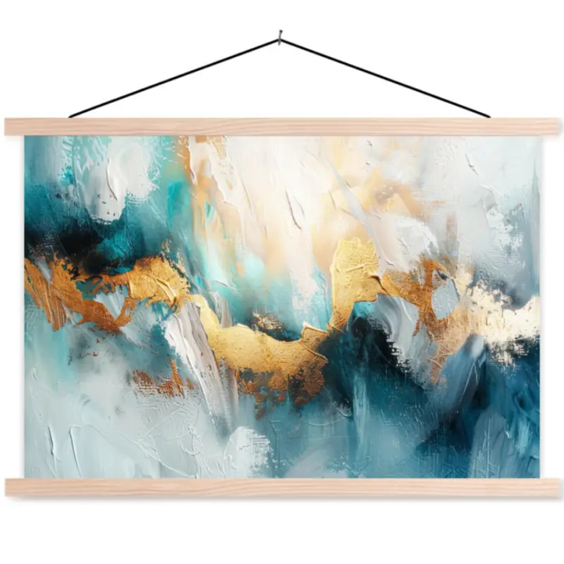 Schoolplaat 120x80 cm Abstract Abstract - Kunst - Gold - Blauw Expédition Rapide